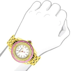 Luxurman Women's Diamond Watch 0.25ct Yellow Gold Pltd -Urban Jewels Shop luxurman womens diamond watch 025ct yellow gold pltd 3