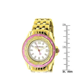 Luxurman Women's Diamond Watch 0.25ct Yellow Gold Pltd -Urban Jewels Shop luxurman womens diamond watch 025ct yellow gold pltd ruler