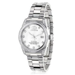 Luxurman Swiss Quartz Women's Diamond Watch Stainless Steel Band Tribeca