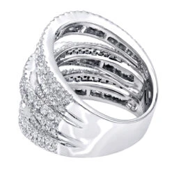 Luxurman Women's Oversized Fashion Cocktail Ring With Diamonds 3.75 14K White Gold -Urban Jewels Shop luxurman womens oversized fashion cocktail ring with diamonds 375 14k gold backwh
