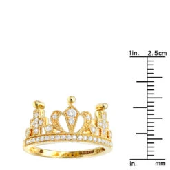 Luxurman Women's 14K Yellow Gold Queen Crown Ring With Diamonds 0.35ct -Urban Jewels Shop luxurman womens rings 14k gold queen crown ring with diamonds 0 35ct rulerye