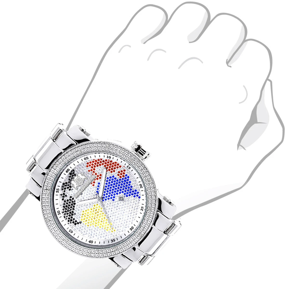 Luxurman World Map Men's Diamond Watch 0.12ct 3 Luxurman World Map Men's Diamond Watch 0.12ct - Image 3