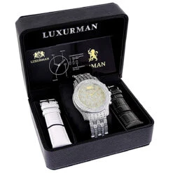 Luxurman Wrist Men's Diamond Watch 1.25ct -Urban Jewels Shop luxurman wrist watches mens diamond watch 125ct p 9284box