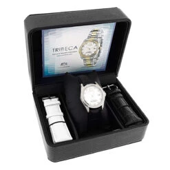 Matching His And Hers Luxurman Real Diamond Watch With Leather Band White MOP -Urban Jewels Shop matching his and hers luxurman real diamond watches leather band white mop boxwh
