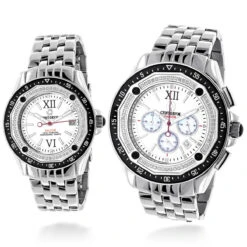 Matching His And Hers Centorum Diamond Watch Set 1ct Chronograph