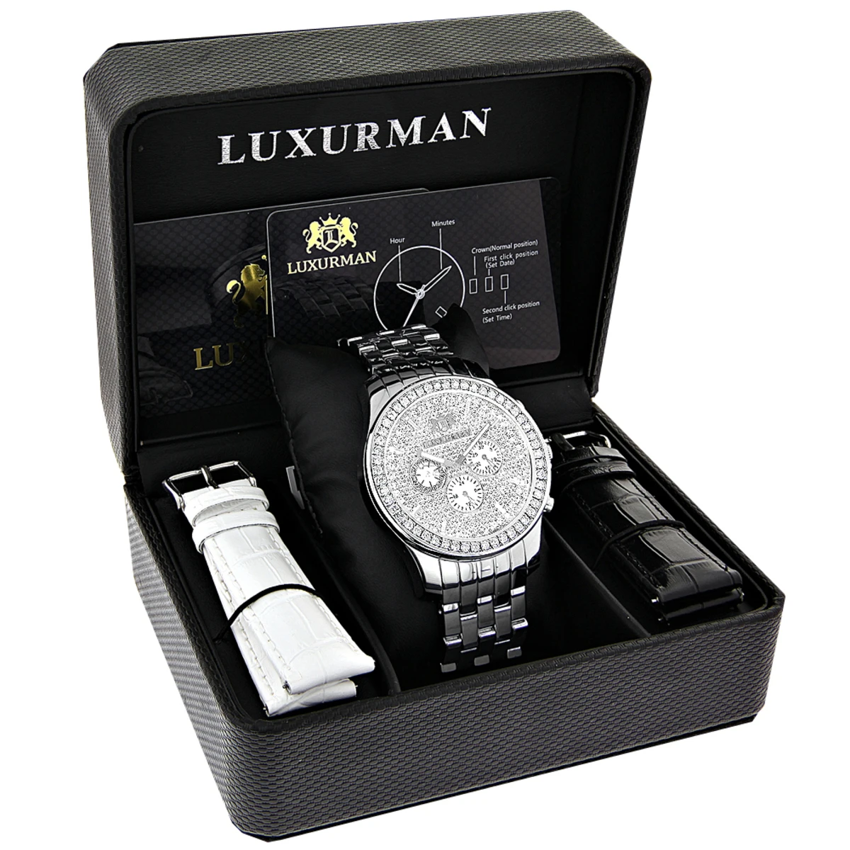 Matching His And Hers Luxurman Diamond Bezel Watch Set 6ct 4 Matching His And Hers Luxurman Diamond Bezel Watch Set 6ct - Image 4
