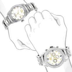Matching His And Hers Luxurman Diamond Watch Set Gold Plated 4ct -Urban Jewels Shop matching his and hers watches luxurman diamond watch set gold plated 4ct bod