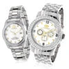 Matching His And Hers Luxurman Diamond Watch Set Gold Plated 4ct
