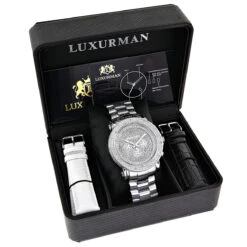 Matching His And Hers Luxurman Oversized Diamond Watch Set 0.55ct -Urban Jewels Shop matching his and hers watches luxurman oversized diamond watch set 055ct 4