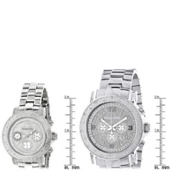 Matching His And Hers Luxurman Oversized Diamond Watch Set 0.55ct -Urban Jewels Shop matching his and hers watches luxurman oversized diamond watch set 055ct ruler