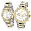 Matching For Couples Luxurman Yellow Gold Plated Diamond Watch Set
