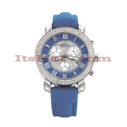 Men's Benny And Company Watch Ice Dial 2.9ct Men's Blue