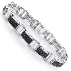 Men's Black Diamond Bracelet 0.3ct Sterling Silver