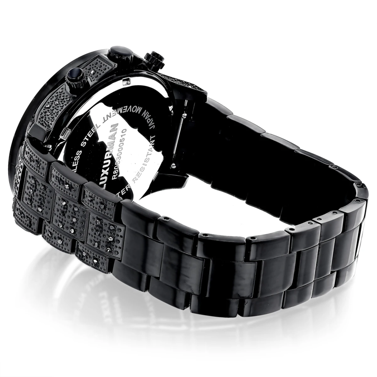 Men's Black Diamond Luxurman Watch 1.25ct Iced Out 2 Men's Black Diamond Luxurman Watch 1.25ct Iced Out - Image 2