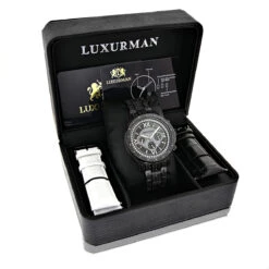 Men's Black Diamond Luxurman Watch 1.25ct Iced Out 8 Men's Black Diamond Luxurman Watch 1.25ct Iced Out -Urban Jewels Shop mens black diamond luxurman watch 125ct iced out 4
