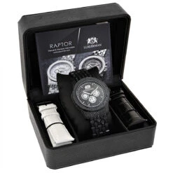 Fully Iced Out Large Men's Black Diamond Watch 1.5ct LUXURMAN -Urban Jewels Shop mens black diamond watch 15ct luxurman new arrival box