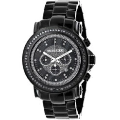 Men's Black Diamond Watch By Luxurman 3ct Chronograph Oversized
