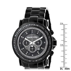 Men's Black Diamond Watch By Luxurman 3ct Chronograph Oversized -Urban Jewels Shop mens black diamond watch by luxurman 25ct black stainless steel ruler