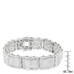 Men's 10K White Gold Pave Diamond Bracelet 5.25ct Bracelet -Urban Jewels Shop mens bracelets 10k gold pave diamond bracelet 525ct rulerwh
