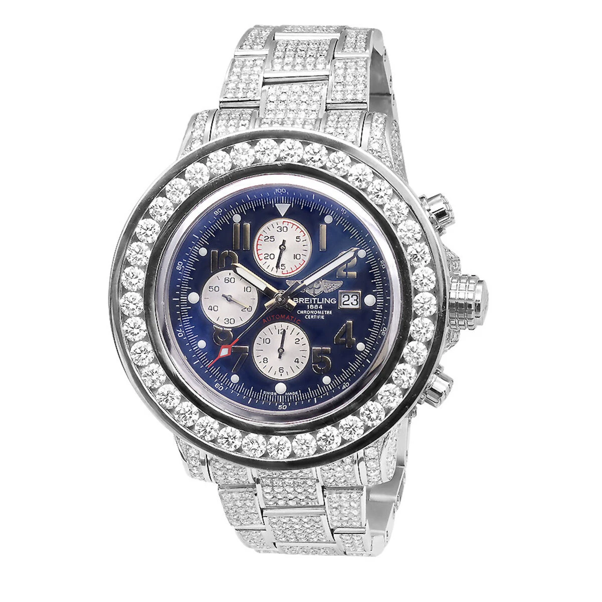Men's Breitling Super Avenger Diamond Watch 23.78ct 1 Men's Breitling Super Avenger Diamond Watch 23.78ct
