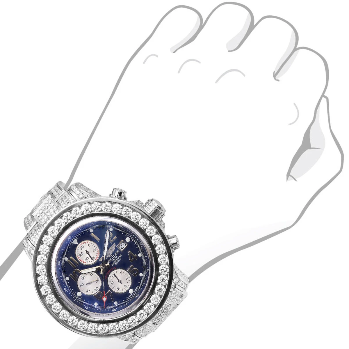 Men's Breitling Super Avenger Diamond Watch 23.78ct 3 Men's Breitling Super Avenger Diamond Watch 23.78ct - Image 3