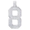 Men's Custom 14K White Gold Large 7 Carat VVS Diamonds Number 8 Pendant