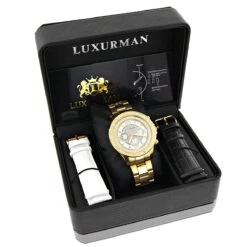 Men's Diamond Bezel Watch Yellow Gold Plated Luxurman 2ct -Urban Jewels Shop mens diamond bezel watch yellow gold plated luxurman 2ct 4