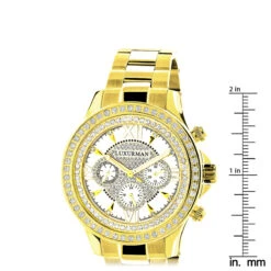 Men's Diamond Bezel Watch Yellow Gold Plated Luxurman 2ct -Urban Jewels Shop mens diamond bezel watch yellow gold plated luxurman 2ct ruler