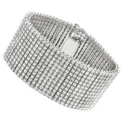 Sterling Silver Men's Diamond Cuff 2 Carat 12 Row Tennis Bracelet