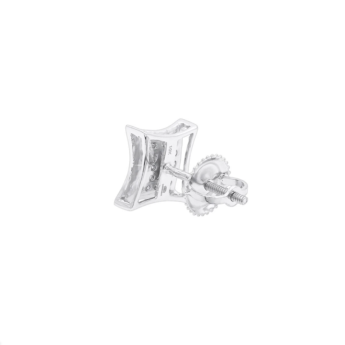 Men's Diamond Earring 0.09ct 10K White Gold Stud 4 Men's Diamond Earring 0.09ct 10K White Gold Stud - Image 4
