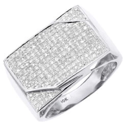 Men's Diamond Ring 0.78ct 10K White Gold