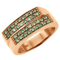 Men's Diamond Ring With Green Diamonds 14K Yellow Gold Unique Design 1.1ct -Urban Jewels Shop mens diamond ring with green diamonds 14k gold unique design 11ct 405882 g ro