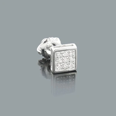 Men's Diamond Stud Earring 0.07ct 14K White Gold 1 Men's Diamond Stud Earring 0.07ct 14K White Gold