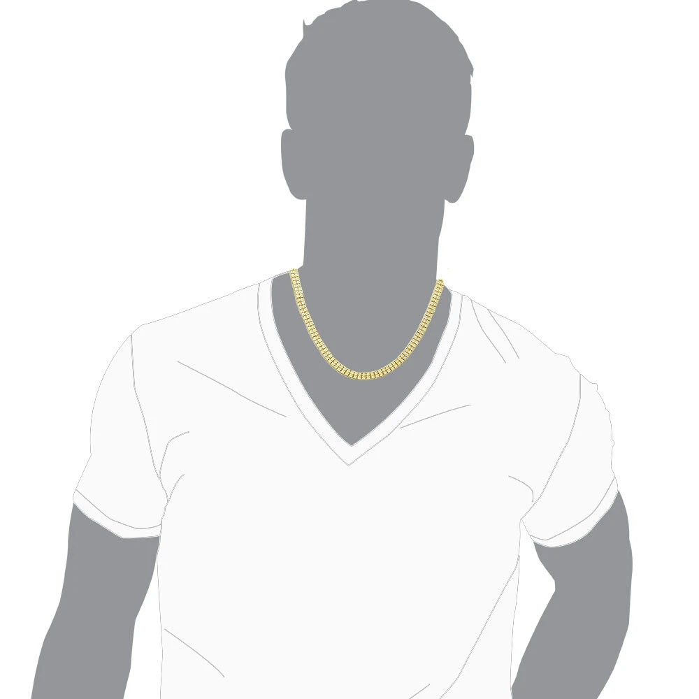 Men's Diamond Tennis Chain 10K Yellow Gold Affordable 2 Row Necklace 1ct 8 Men's Diamond Tennis Chain 10K Yellow Gold Affordable 2 Row Necklace 1ct - Image 8