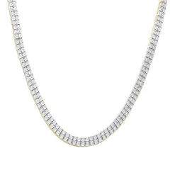 Men's Diamond Tennis Chain 10K Yellow Gold Affordable 2 Row Necklace 1ct 27 Men's Diamond Tennis Chain 10K Yellow Gold Affordable 2 Row Necklace 1ct -Urban Jewels Shop mens diamond tennis chain in real 10k gold affordable 2 row necklace 1ct 407129 box yellow