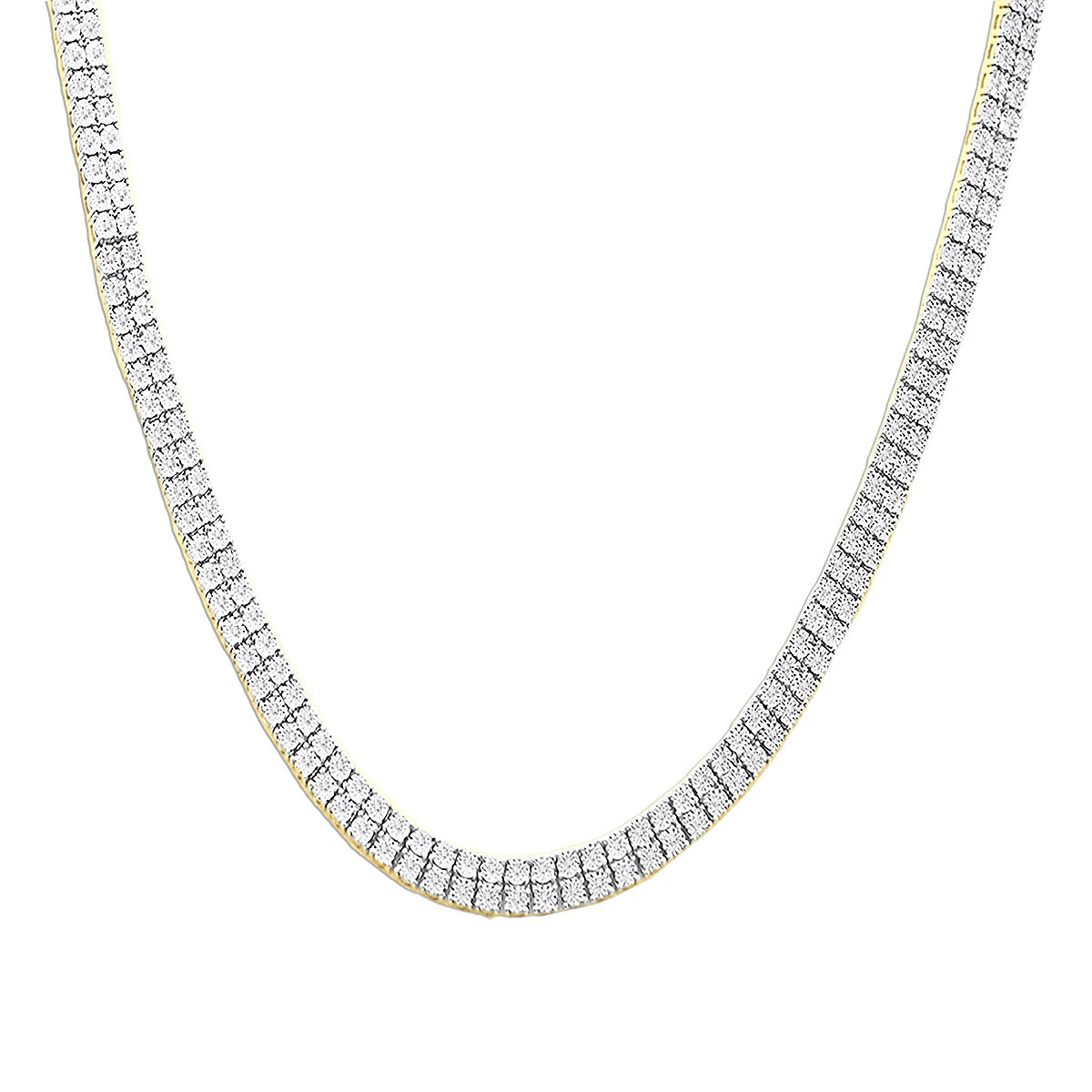 Men's Diamond Tennis Chain 10K Yellow Gold Affordable 2 Row Necklace 1ct 12 Men's Diamond Tennis Chain 10K Yellow Gold Affordable 2 Row Necklace 1ct - Image 12