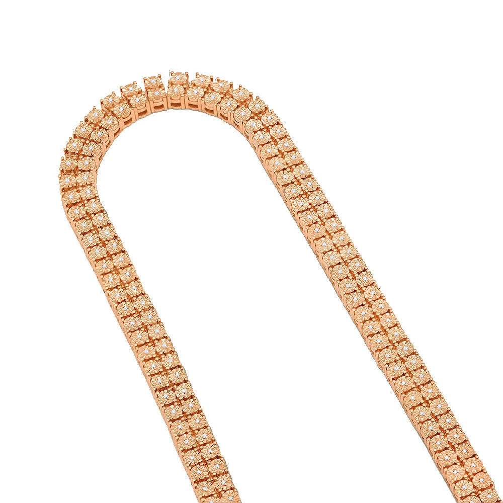 Men's Diamond Tennis Chain 10K Yellow Gold Affordable 2 Row Necklace 1ct 6 Men's Diamond Tennis Chain 10K Yellow Gold Affordable 2 Row Necklace 1ct - Image 6