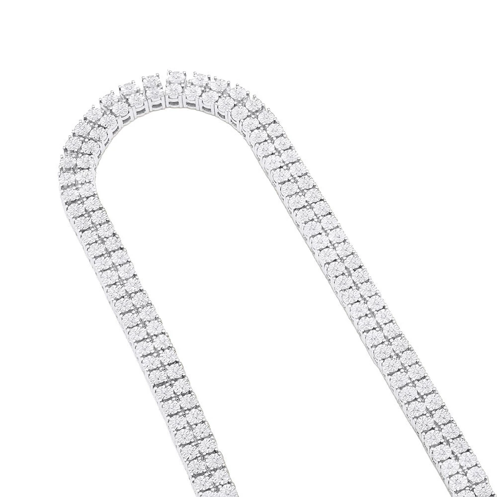 Men's Diamond Tennis Chain 10K Yellow Gold Affordable 2 Row Necklace 1ct 7 Men's Diamond Tennis Chain 10K Yellow Gold Affordable 2 Row Necklace 1ct - Image 7