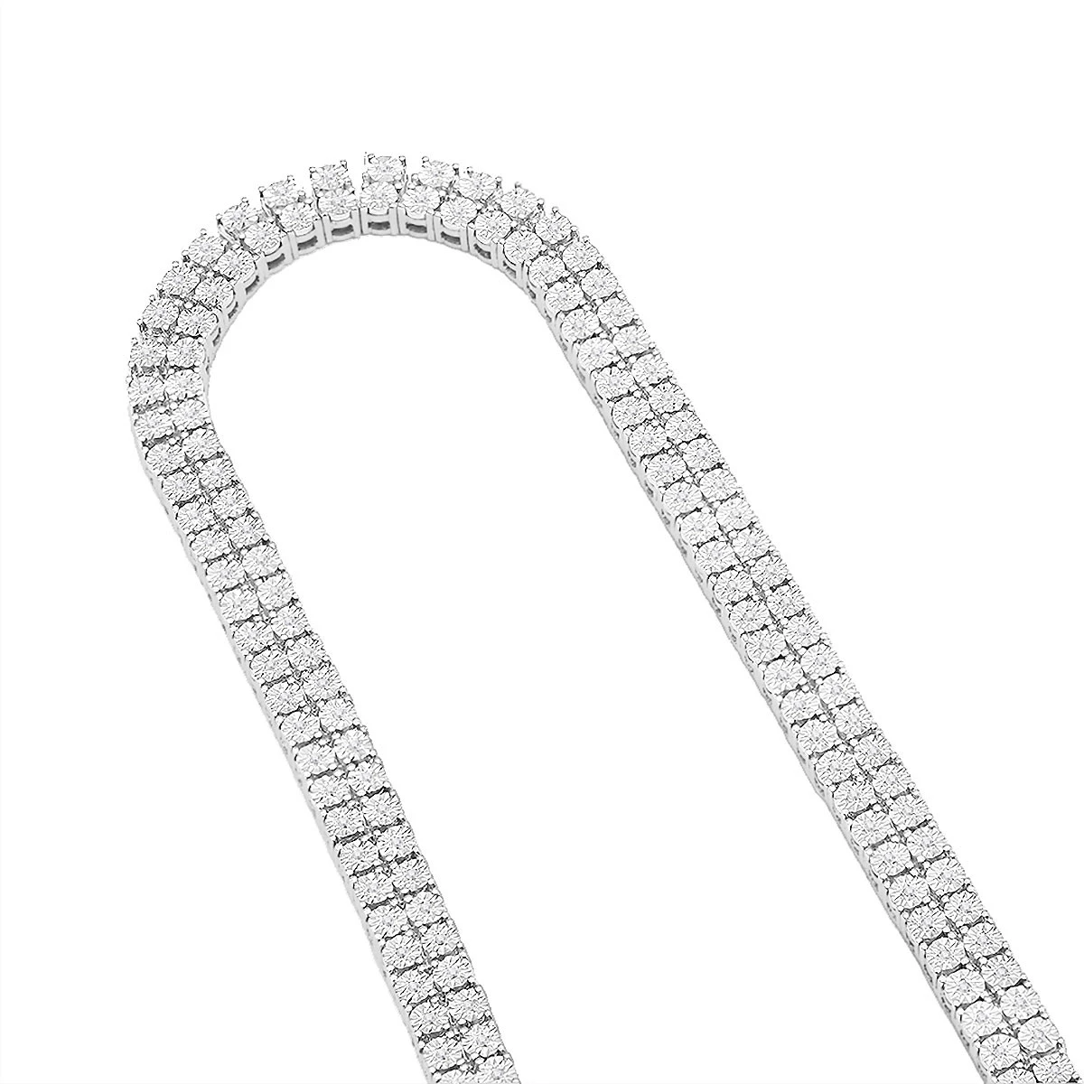 Men's Diamond Tennis Chain 10K Yellow Gold Affordable 2 Row Necklace 1ct 2 Men's Diamond Tennis Chain 10K Yellow Gold Affordable 2 Row Necklace 1ct - Image 2