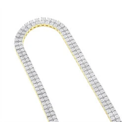 Men's Diamond Tennis Chain 10K Yellow Gold Affordable 2 Row Necklace 1ct