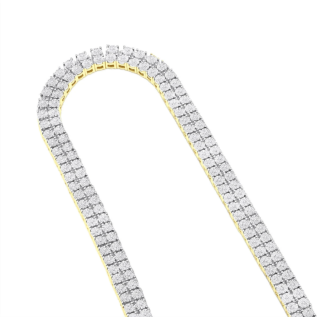 Men's Diamond Tennis Chain 10K Yellow Gold Affordable 2 Row Necklace 1ct 1 Men's Diamond Tennis Chain 10K Yellow Gold Affordable 2 Row Necklace 1ct