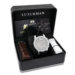 Men's Diamond Watch 0.25ct By Luxurman -Urban Jewels Shop mens diamond watch 025ct by luxurman p 35635box