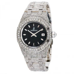 Diamond Audemars Piguet Royal Oak Lady 33mm Watch With Black Dial