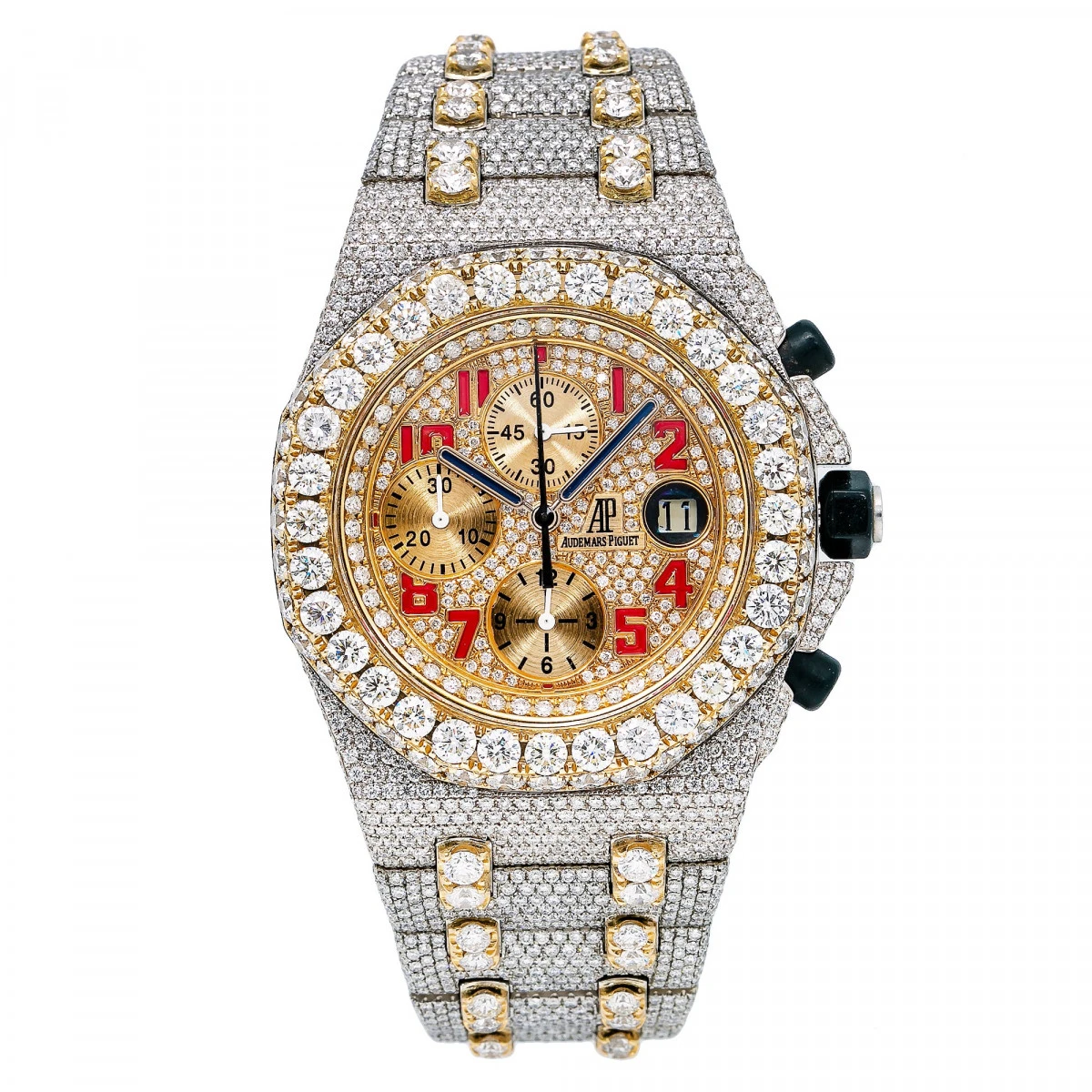 Men's Diamond Watch Audemars Piguet Royal Oak Offshore 18K Gold Yellow Dial 1 Men's Diamond Watch Audemars Piguet Royal Oak Offshore 18K Gold Yellow Dial