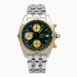 Men's Diamond Watch Breitling Chronomat Evolution 40mm Green Dial
