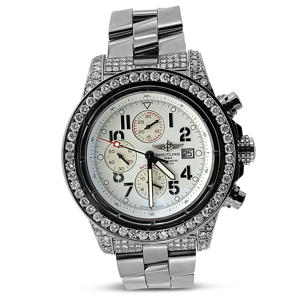 Men's Diamond Watch Breitling Super Avenger White Dial 1 Men's Diamond Watch Breitling Super Avenger White Dial
