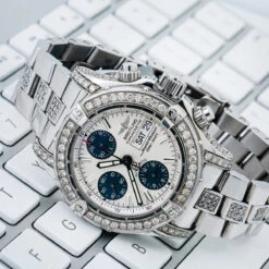 Men's Diamond Watch Breitling Superocean 42mm White Dial