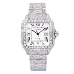 Men's Diamond Watch Cartier Santos De Cartier 40mm White Dial
