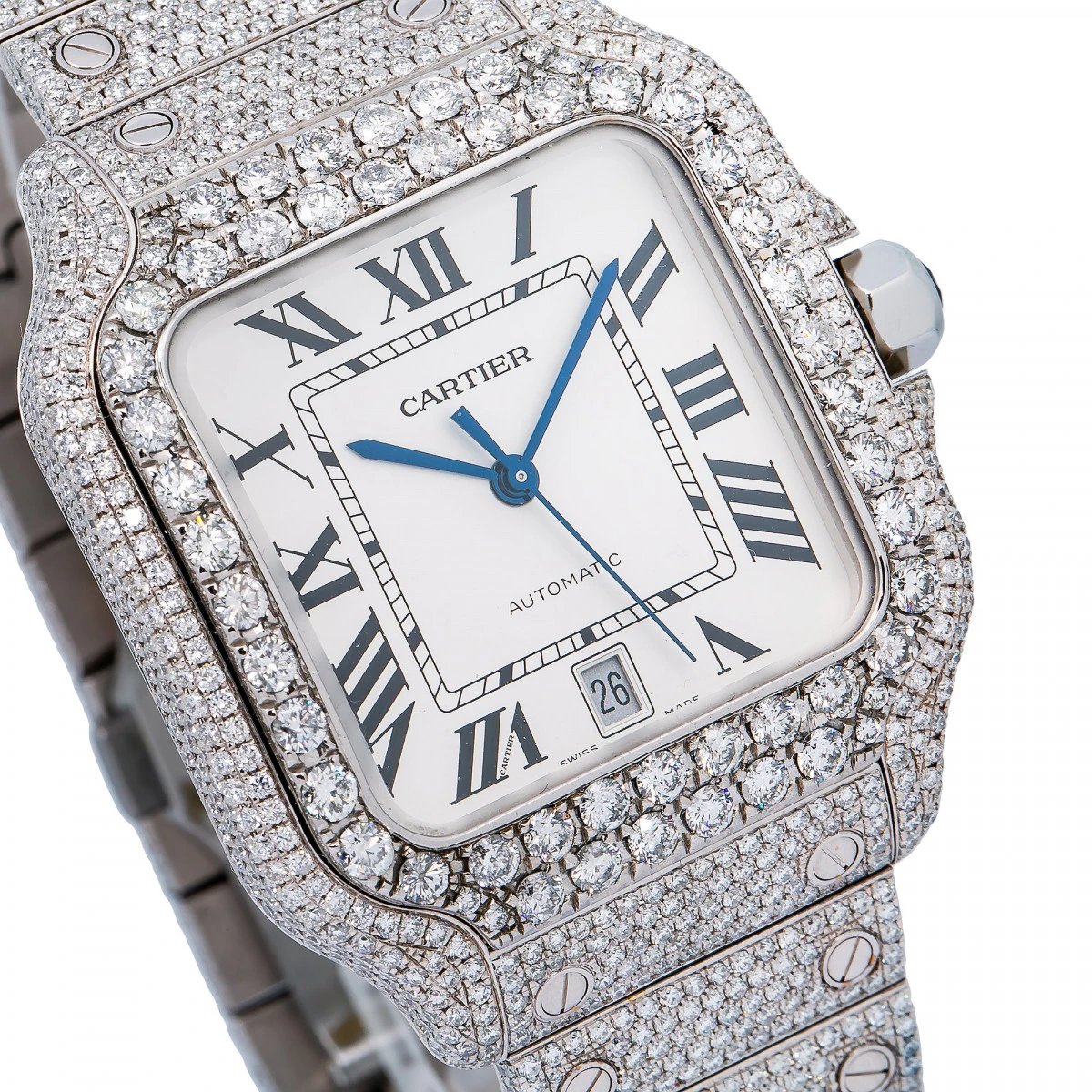 Men's Diamond Watch Cartier Santos De Cartier 40mm White Dial 3 Men's Diamond Watch Cartier Santos De Cartier 40mm White Dial - Image 3