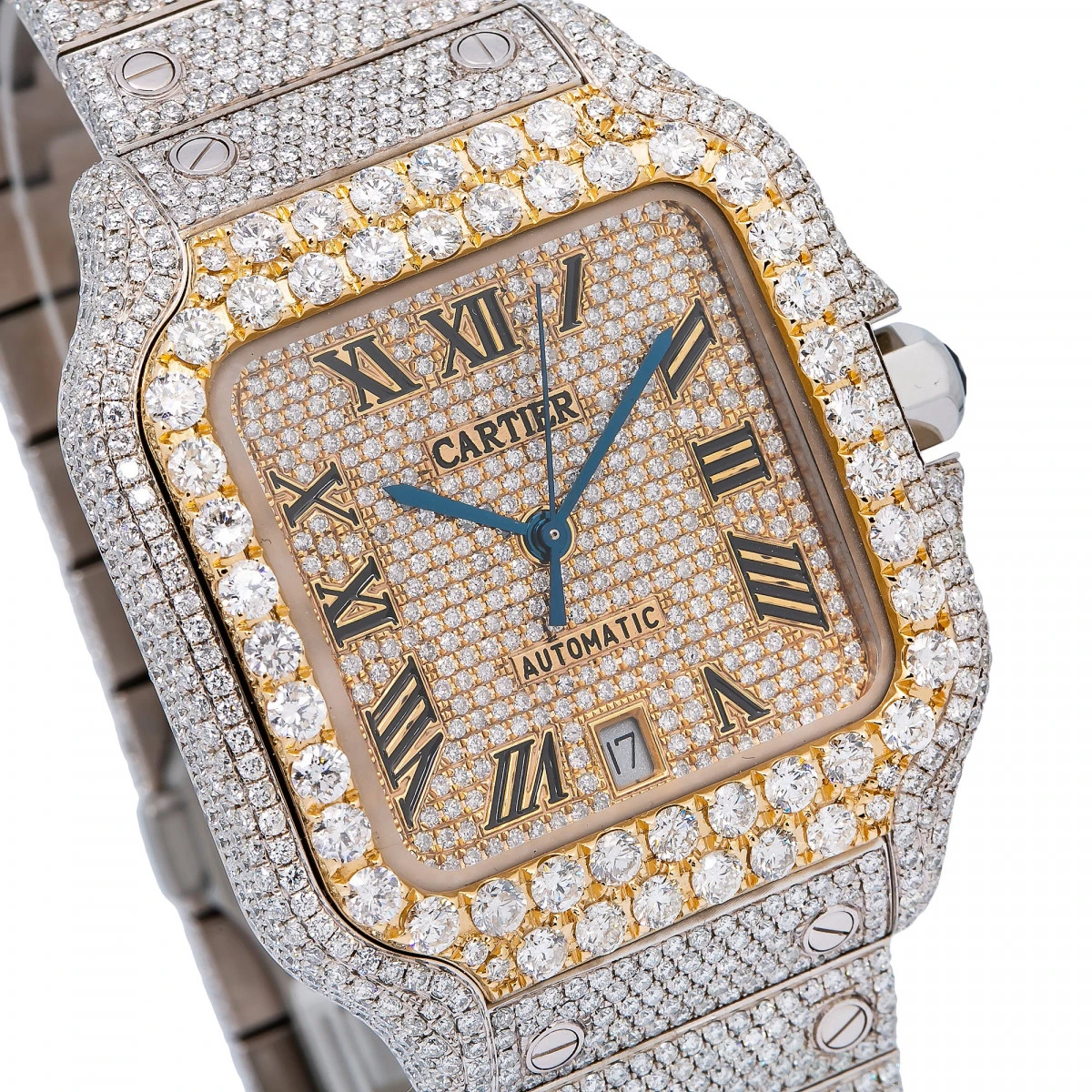 Men's Diamond Watch Cartier Santos De Cartier 40mm Yellow Dial 3 Men's Diamond Watch Cartier Santos De Cartier 40mm Yellow Dial - Image 3